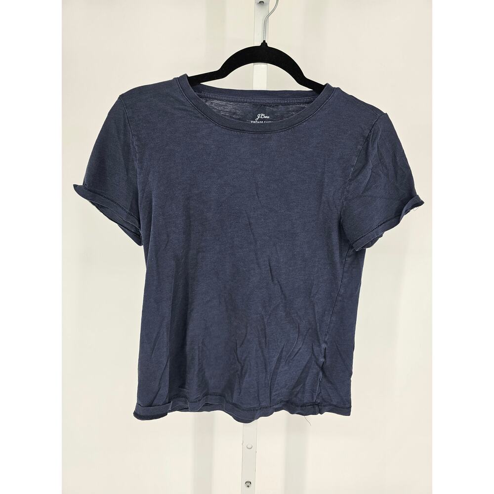 J Crew Womens Sz S Short Sleeve T Shirt Vintage Cotton Fit Navy Blue